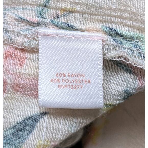 Lauren Conrad Sheer Gauzy Floral Trumpet Sleeve Blouse High Low Split Back Large - Picture 11 of 12